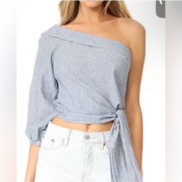 Free People Striped One-Shoulder Top - Picture 2 of 8